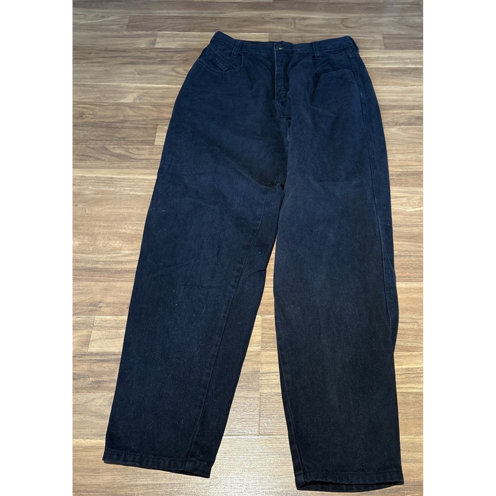Zena Jeans Womens 10 Black Denim High Rise Tapered Leg 100% Cotton Vintage Style